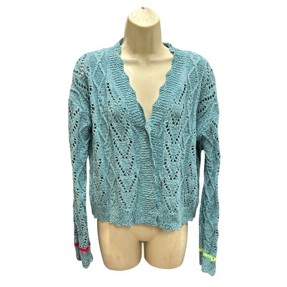 Lisa Todd Carry On Snap Front Cardigan in Blue Pop NWT Size Small - Picture 1 of 5
